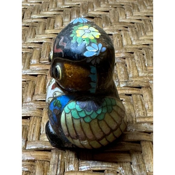 Vintage Cloisonné Enamel Owl Figurine Handcrafted Decorative Collectible - Picture 2 of 9